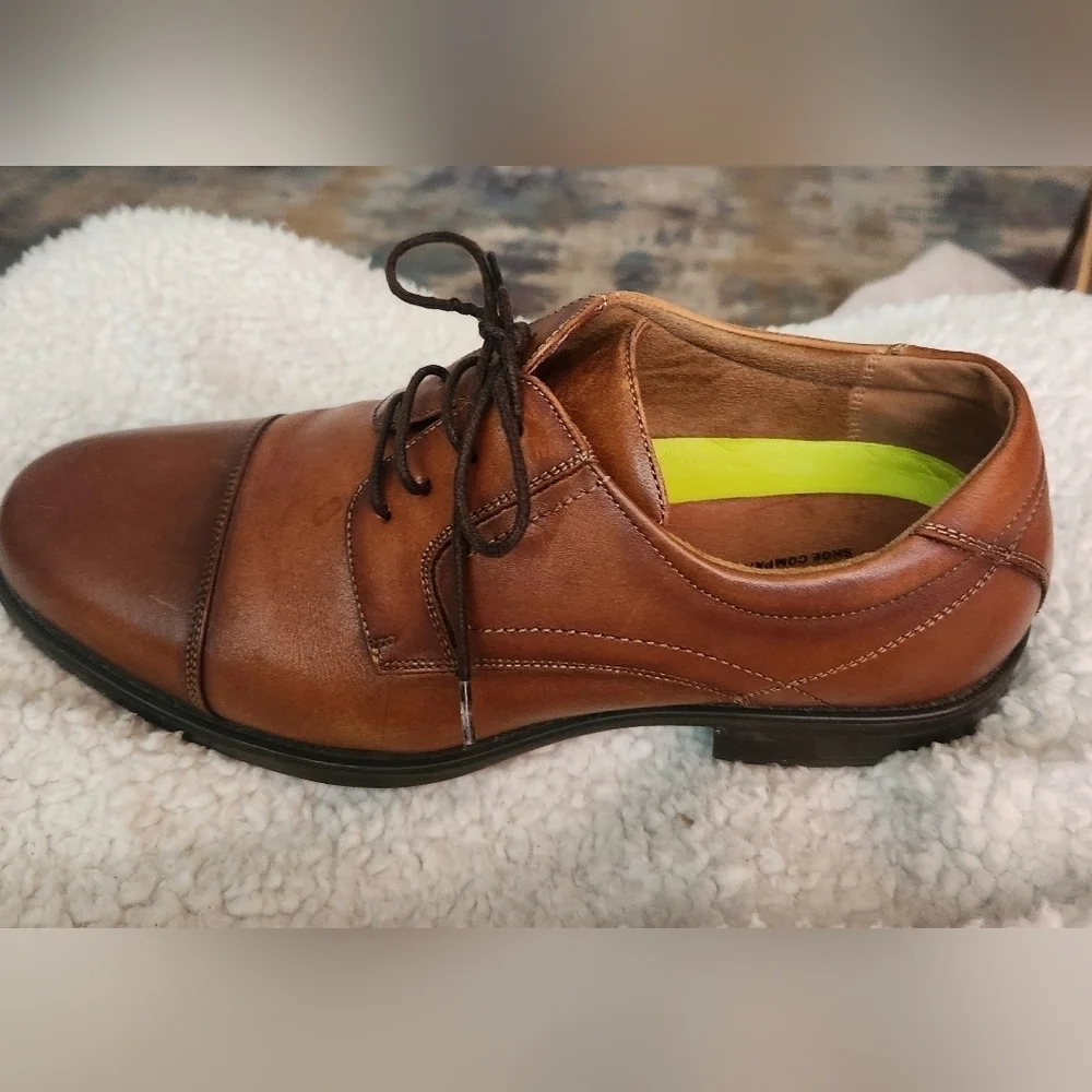 Florshein Cap Toe Dress Oxford SHOES Cognac Lace Up Size 9D Like NEW